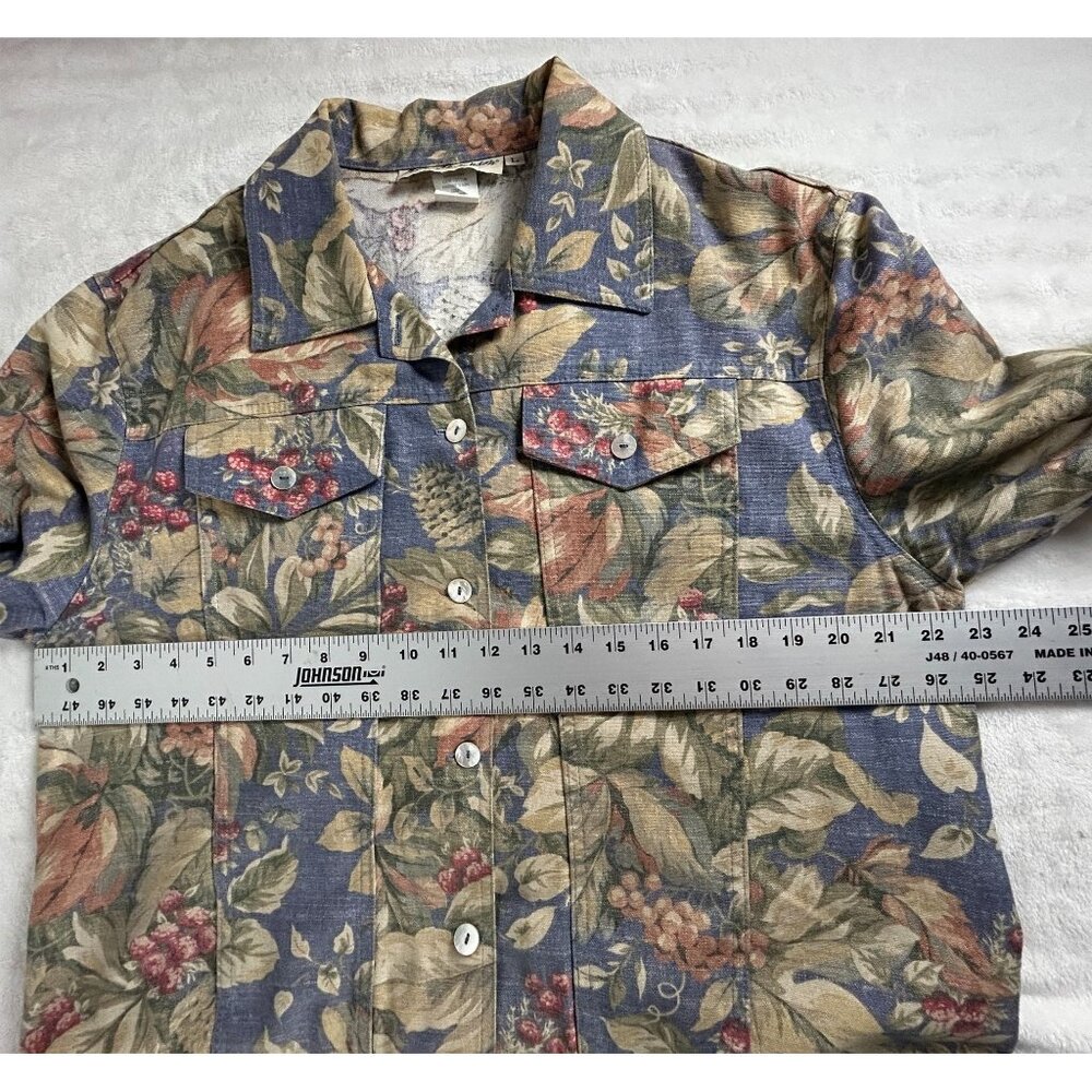 Norm Thompson Womens Tapestry Multicolor Floral Button Front Jacket Large Casual - Picture 6 of 7